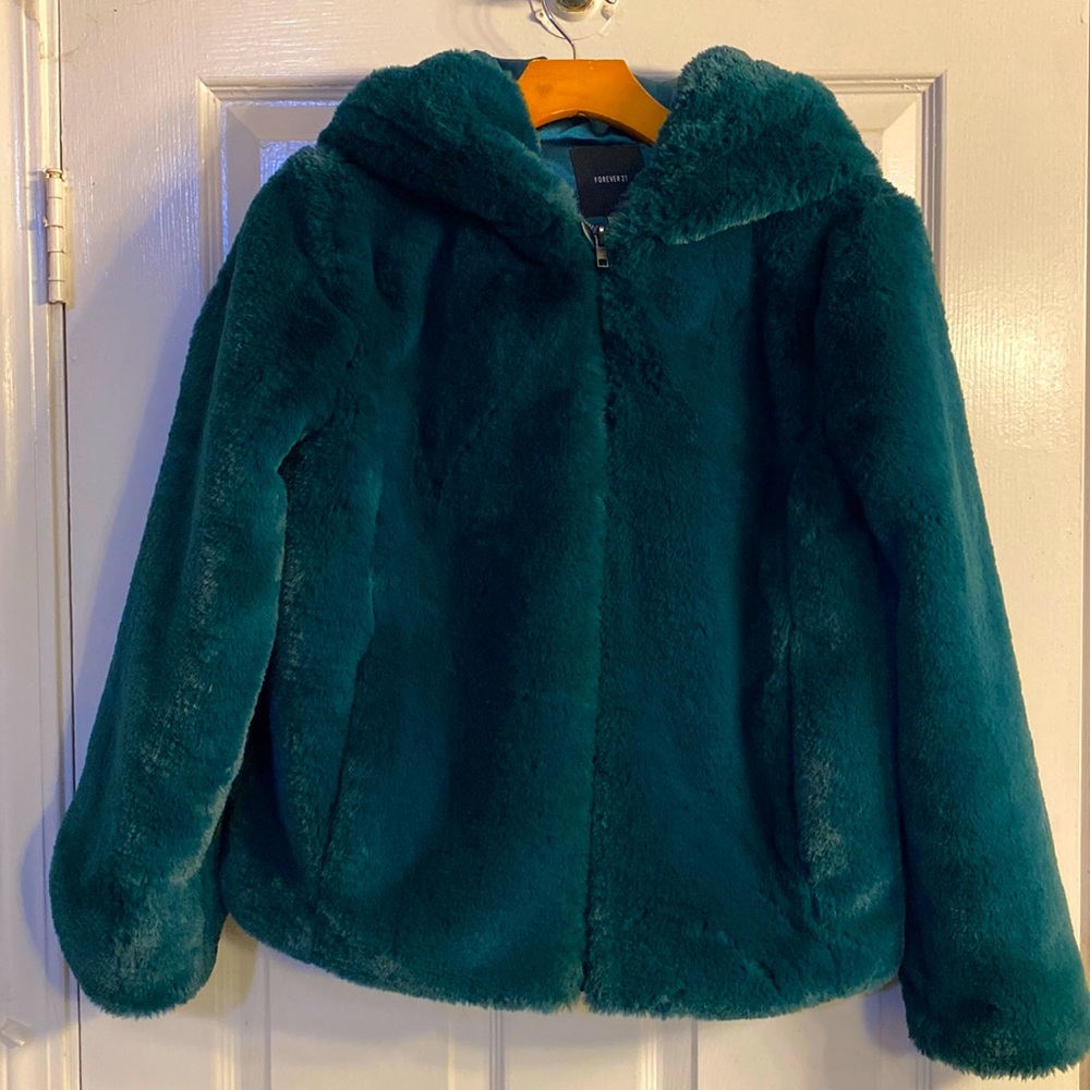Forever 21 Green Faux Fur Jacket